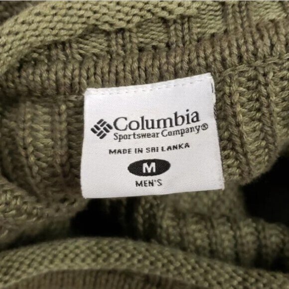 Columbia Crewneck Sweater | Medium | Olive Green Ribbed Knit Long Sleeve - Picture 6 of 9